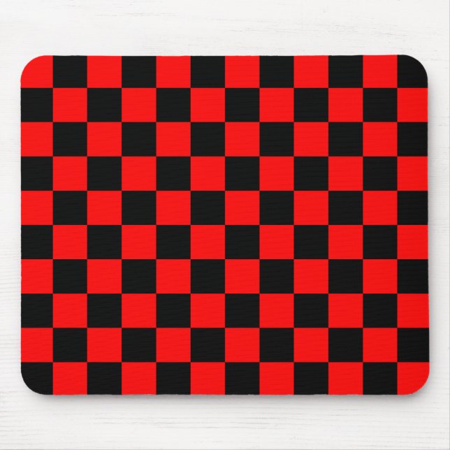 Red and Black Chequered Pattern Mouse Pad (Front)