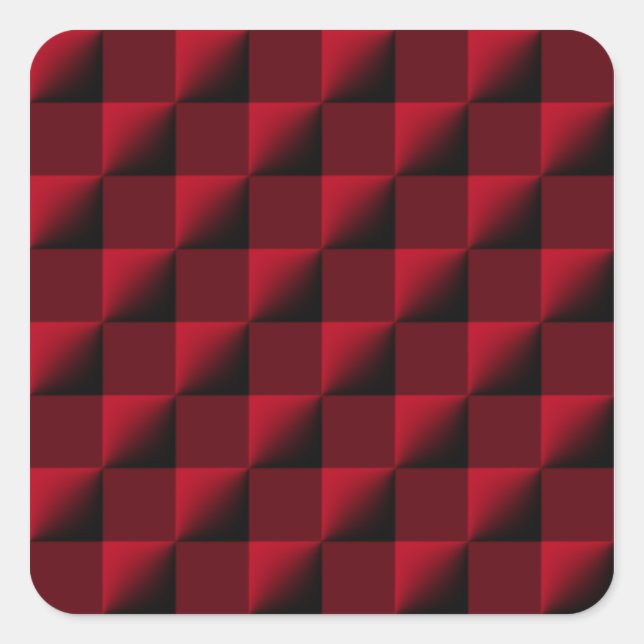 Red and Black Chequered Pattern Square Sticker (Front)