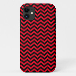 Red And Black Chevron Pattern iPhone 11 Case