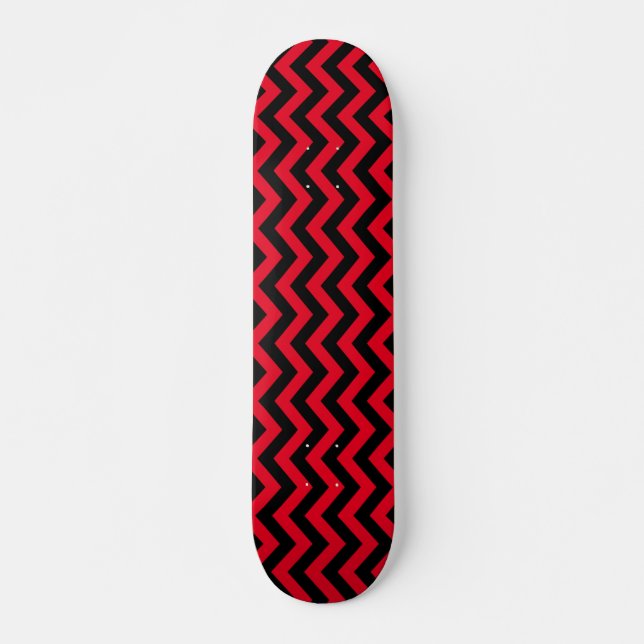 Red And Black Chevron Pattern Skateboard (Front)