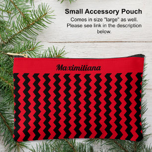 Red and Black Chevrons - SMALL Accessory Pouch