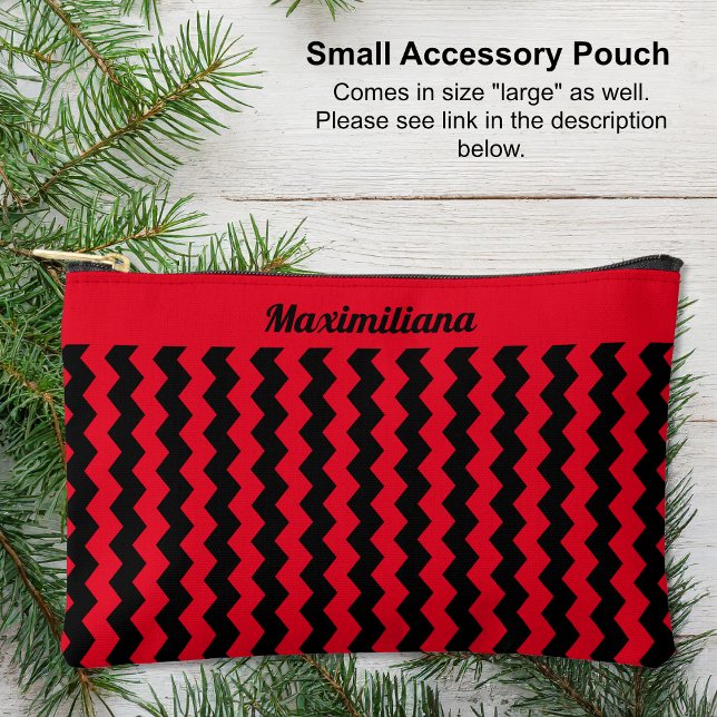 Red and Black Chevrons - SMALL Accessory Pouch (Small Accessory Pouch - Red and Black Chevrons by Leapfroglisics Shop)