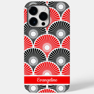 Red and Black Chinese Semi Circle Wave Pattern Case-Mate iPhone 14 Pro Max Case