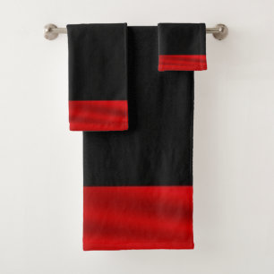Red and Black Christmas Bath Towel Set