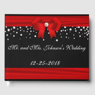 Red and Black Christmas Wedding Guest Book