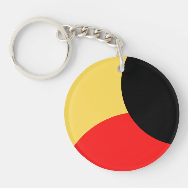 Red And Black Circle On Yellow Background Abstract Key Ring (Front)