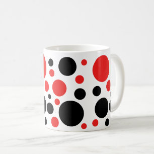 Red and Black Circles Dots Abstract Minimal Coffee Mug