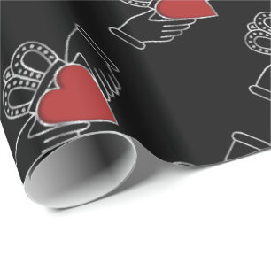 Red and Black Claddagh Pattern Wrapping Paper