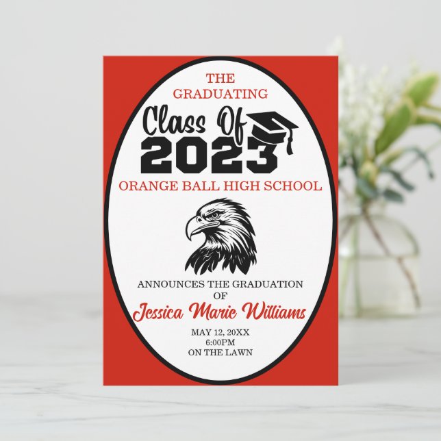 Red and Black Class of 2023 Graduation Invitation (Standing Front)
