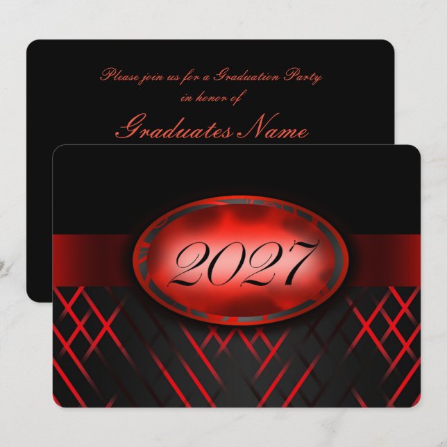 Red and Black Class of 2027 Party Invitation (Front/Back)