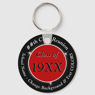 Red and Black Class Reunion Gift Ideas, Any COLORS Key Ring