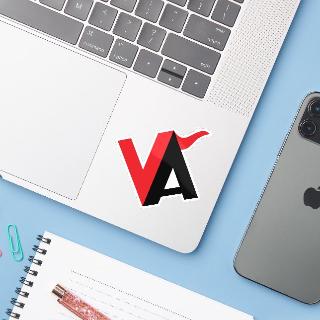 Red and Black Classic Minimal Letter VA Monogram  (Laptop w/ iPhone)