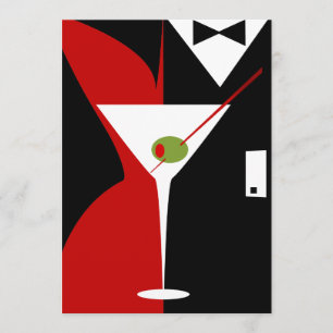 Red and Black Classy Martini Cocktail Invitation