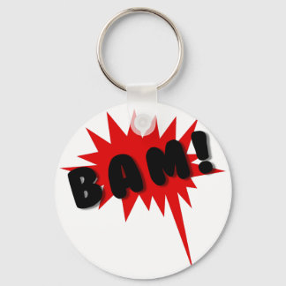 Red and black comics text and burst design BAM! Key Ring
