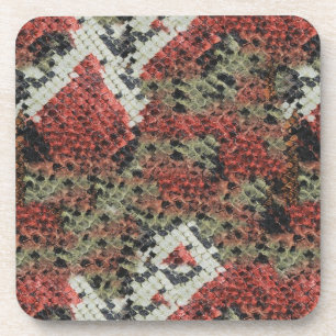 Red and Black Coral Snake Skin Coaster