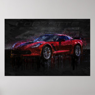 Red and Black Corvette Z06 Poster