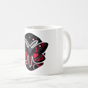 Red and Black Cosmic Moth - Celestial Mystical Coffee Mug