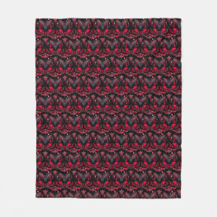 Red and Black Cosmic Moth - Celestial Mystical Fleece Blanket