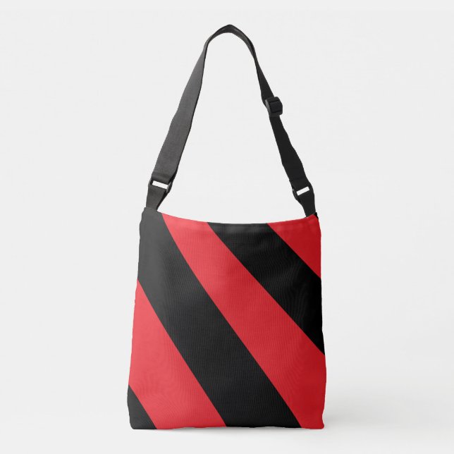 Red and Black Cross Body  Bag Bold Striped Bag (Front)