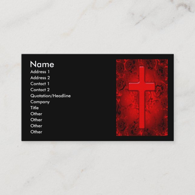RED AND BLACK CROSS BUSINESS CARDS (Front)