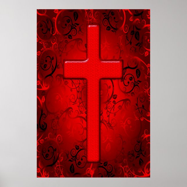 RED AND BLACK CROSS DESIGN POSTER (Front)