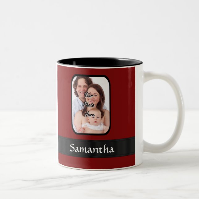 Red and black custom photo Two-Tone coffee mug (Right)