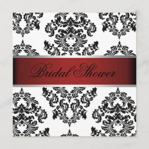 Red and Black Damask Bridal Shower Invitation