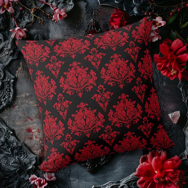 Red and Black Damask Cushion (Creator Uploaded)