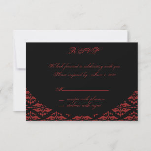 Red and Black Damask Gothic Response Card