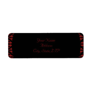 Red and Black Damask Gothic Return Address Return Address Label