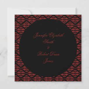 Red and Black Damask Gothic Wedding Invitation
