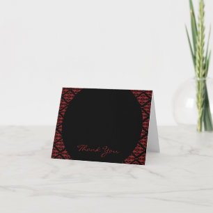 Red and Black Damask Gothic Wedding Thank You Card