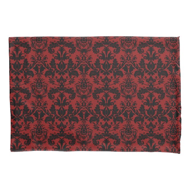 Red and Black Damask Pattern Pillowcase (Front)
