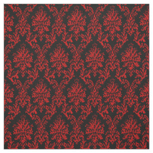 Red and Black Damask Print Fabric