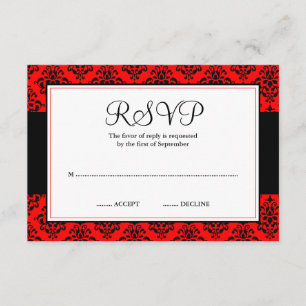 Red and Black Damask RSVP Response Card