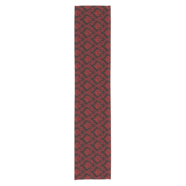 Red and Black Damask Table Runner (Front)