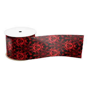 Red and Black Deep Bloom 3 inch Satin Ribbon