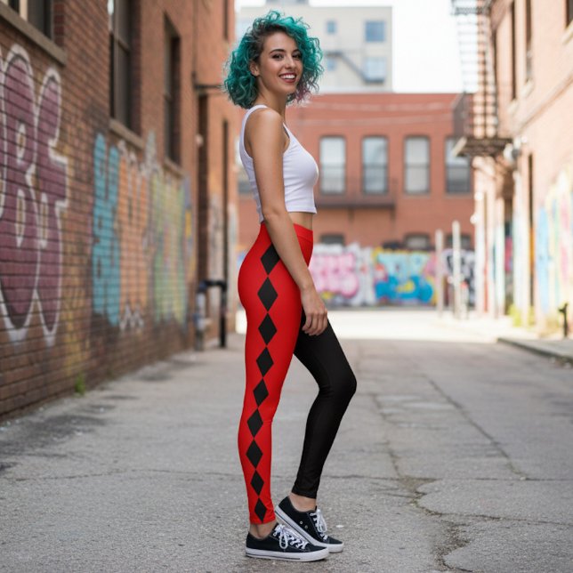 Red and Black Diamond Harlequin  Leggings (Creator Uploaded)