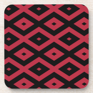 Red and black diamond pattern coaster
