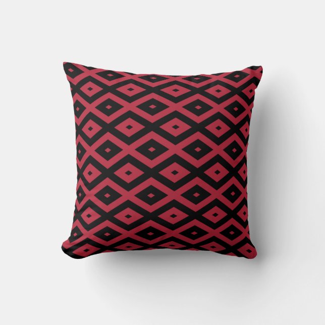 Red and black diamond pattern cushion (Front)