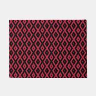 Red and black diamond pattern doormat