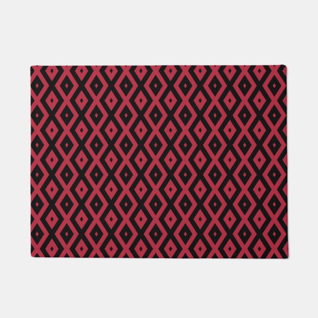 Red and black diamond pattern doormat (Front)