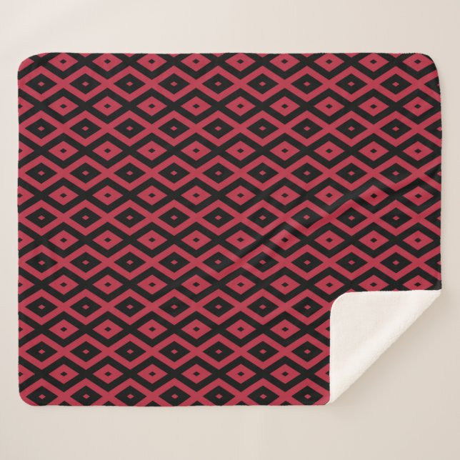 Red and black diamond pattern sherpa blanket (Front (Horizontal))