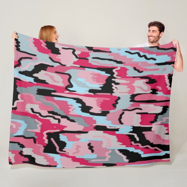 Red and Black Digital Print  Fleece Blanket (In Situ)