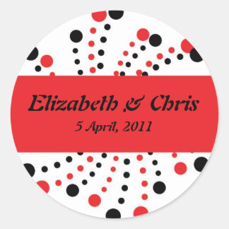Red and Black Dot Modern Stickers for Wedding