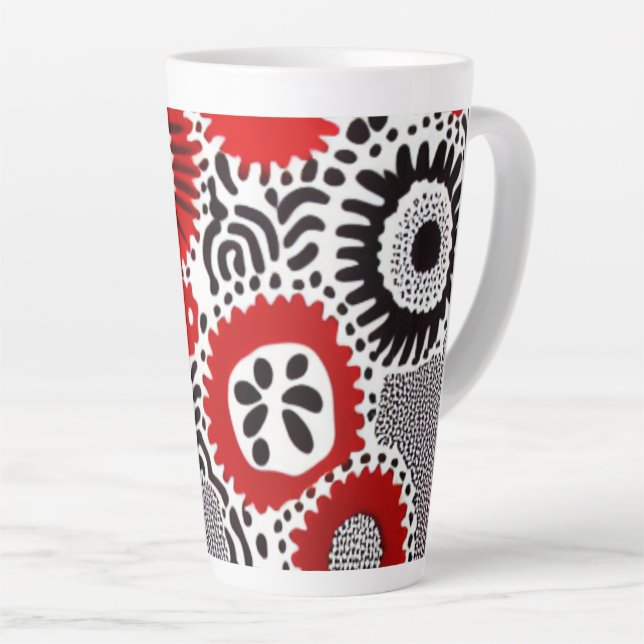 Red and Black Dots Latte Mug (Right Angle)