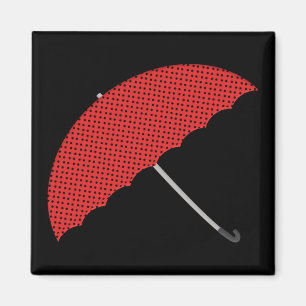 red and black dots umbrella magnet