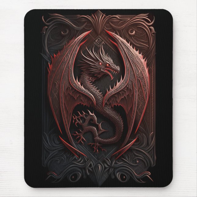 Red and Black Dragon Mouse pad (Front)