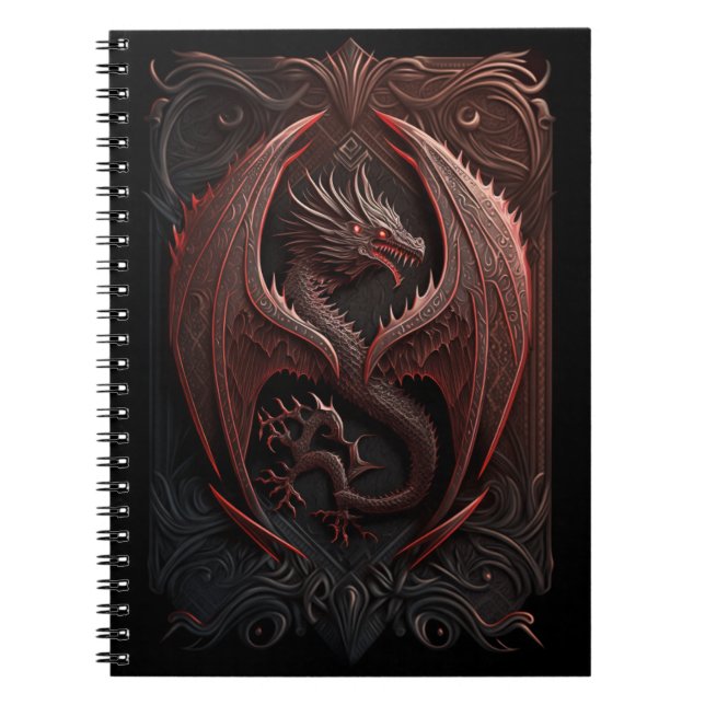 Red and Black Dragon Spiral Photo Notebook (Front)