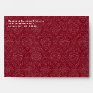 Red and Black Embossed Look Damask Invitation G700 Envelope